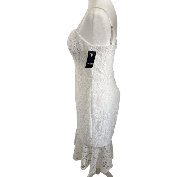 NWT Guess white lace flounce hem dress Lace 4 - Picture 6 of 8